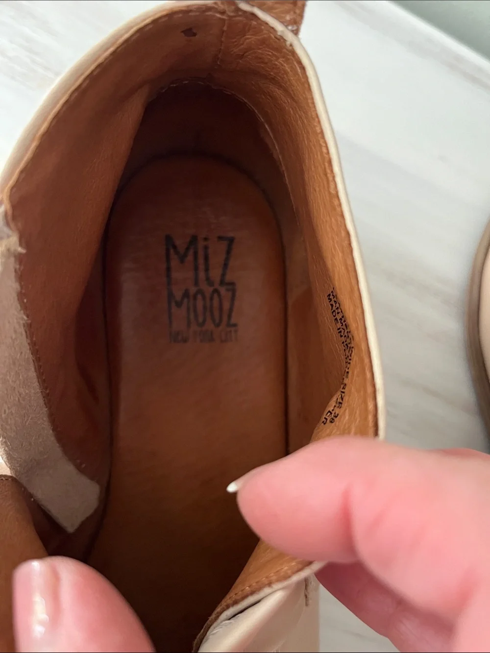 Miz Mooz Beige Leather  Sandal Booties